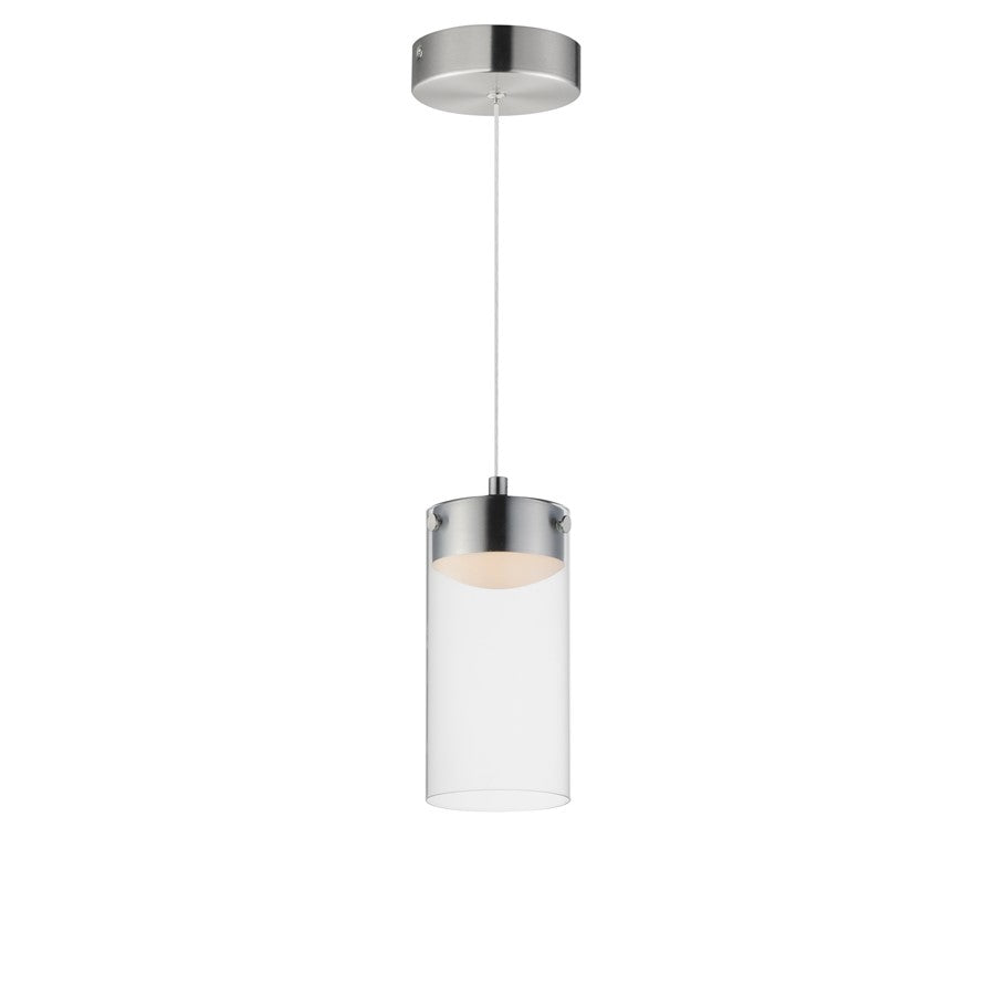 ET2 Lighting Highball 1 Light Mini Pendant, Satin Nickel/Clear - E21181-18SN