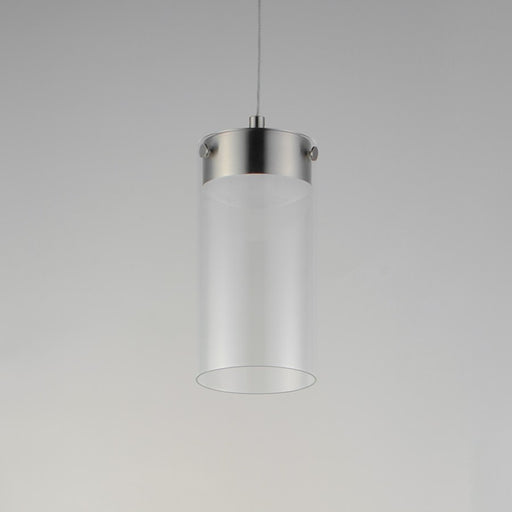 ET2 Lighting Highball 1 Light Mini Pendant, Satin Nickel/Clear