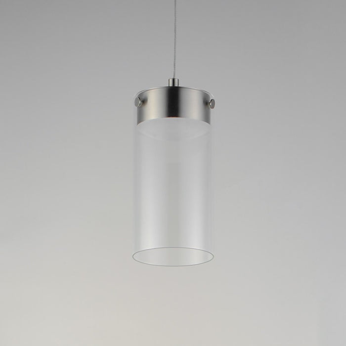 ET2 Lighting Highball 1 Light Mini Pendant, Satin Nickel/Clear