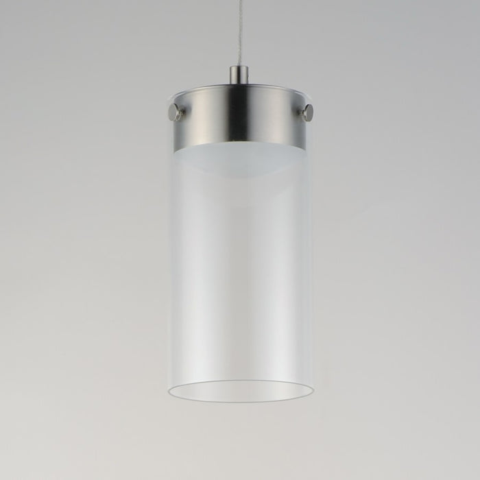 ET2 Lighting Highball 1 Light Mini Pendant, Satin Nickel/Clear