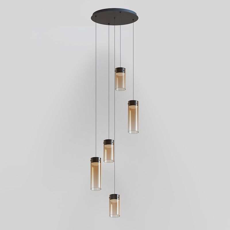 ET2 Lighting Highball 5 Light LED Pendant, Gunmetal/Amber