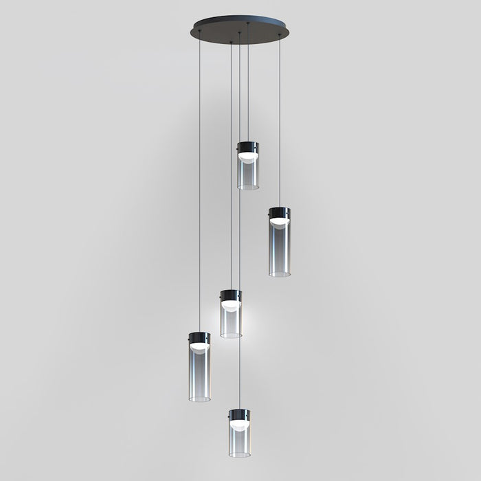 ET2 Lighting Highball 5 Light LED Pendant, Gunmetal/Smoke