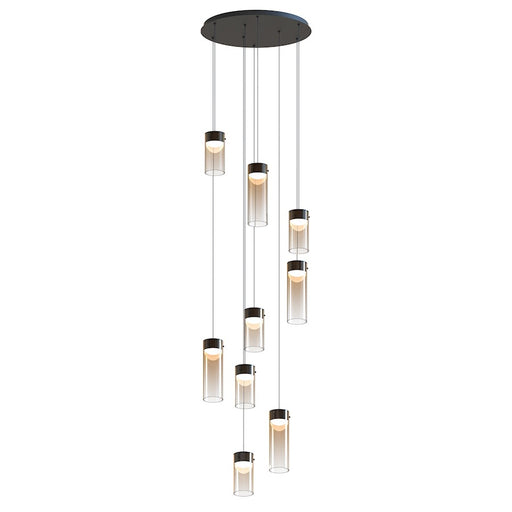 ET2 Lighting Highball 9 Light LED Pendant, Gunmetal/Amber - E21189-05GM