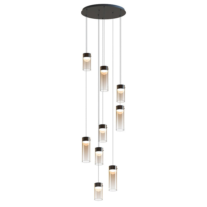 ET2 Lighting Highball 9 Light LED Pendant, Gunmetal/Amber - E21189-05GM