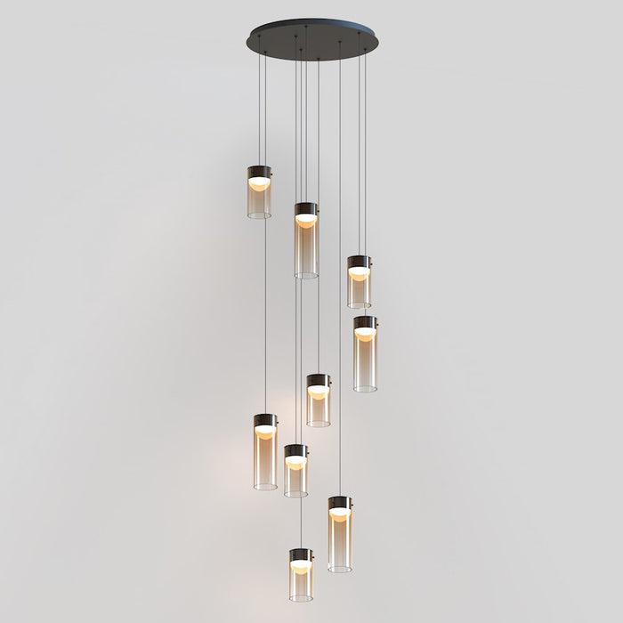 ET2 Lighting Highball 9 Light LED Pendant, Gunmetal/Amber