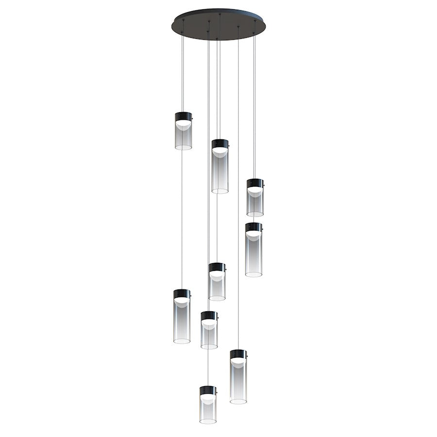 ET2 Lighting Highball 9 Light LED Pendant, Gunmetal/Smoke - E21189-142GM