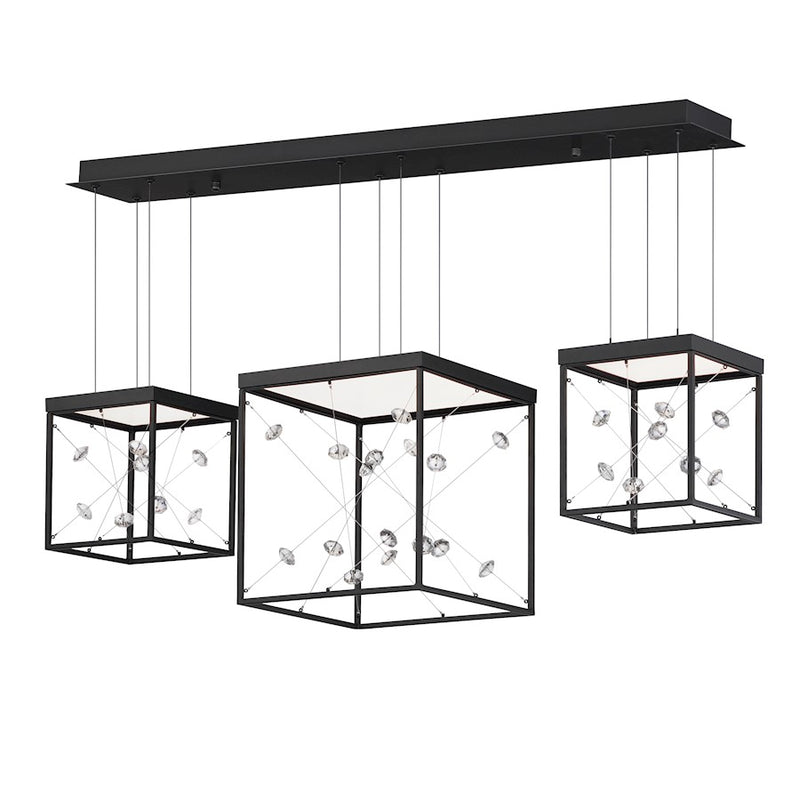 ET2 Lighting Entanglement 1 Light LED Pendant, Black/Crystal