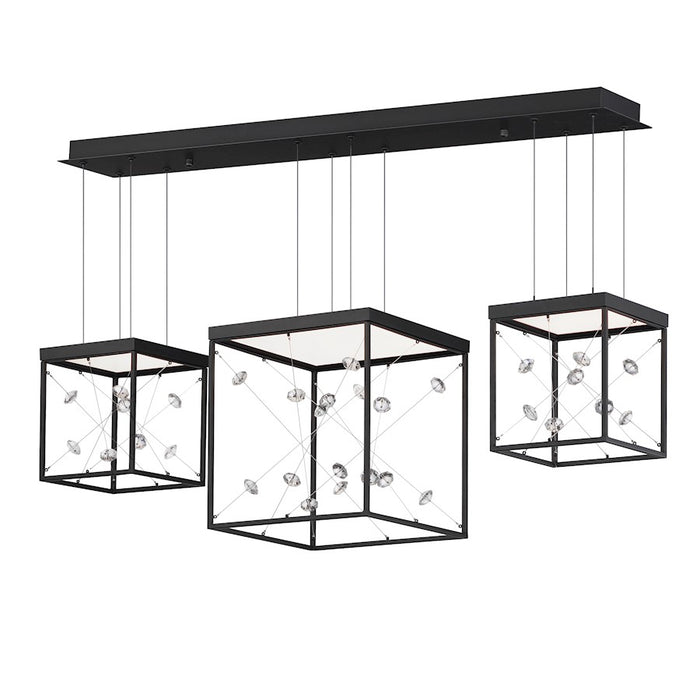 ET2 Lighting Entanglement 3 Light LED Pendant, Black/Crystal - E21253-20BK