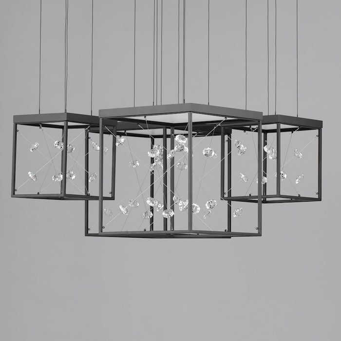 ET2 Lighting Entanglement 4 Light LED Pendant, Black/Crystal