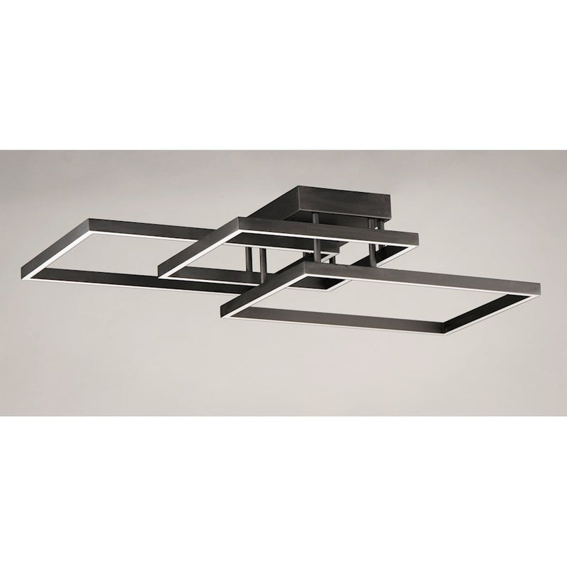 Maxim Lighting Traverse LED 36in 1-Light Flush Mount | Modern Black Aluminum and White Acrylic | Living Room & Bedroom | Model E21513-BK