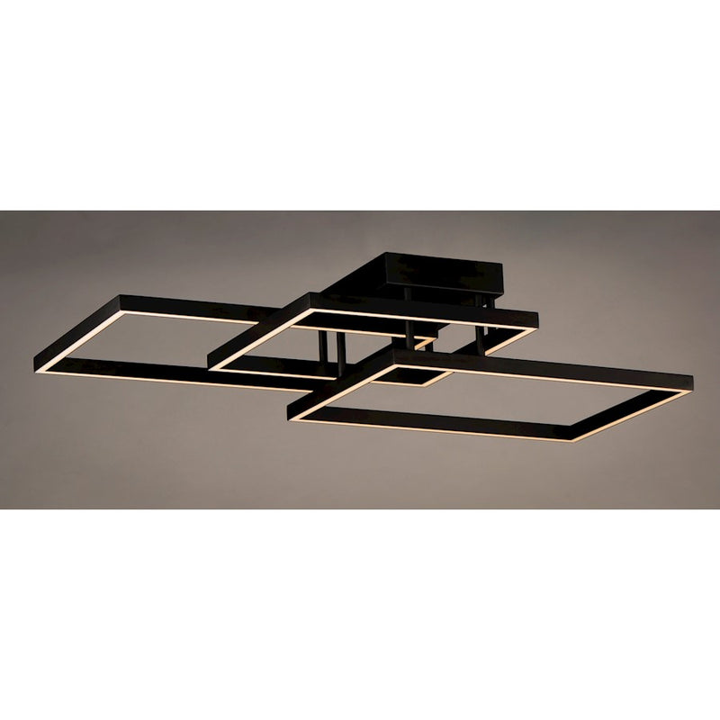 Maxim Lighting Traverse LED 36in 1-Light Flush Mount | Modern Black Aluminum and White Acrylic | Living Room & Bedroom | Model E21513-BK