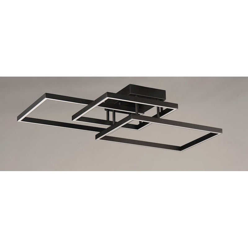 Maxim Lighting Traverse LED 36in 1-Light Flush Mount | Modern Black Aluminum and White Acrylic | Living Room & Bedroom | Model E21513-BK