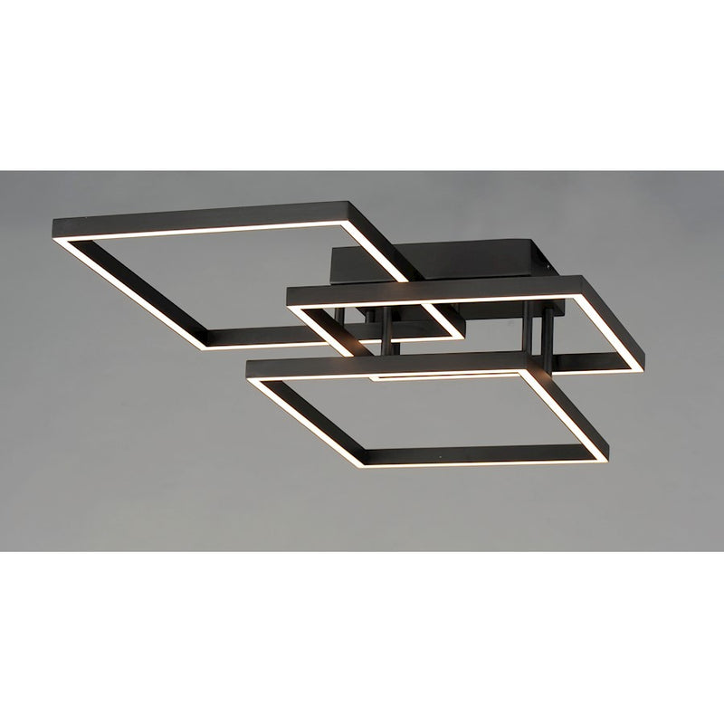 Maxim Lighting Traverse LED 36in 1-Light Flush Mount | Modern Black Aluminum and White Acrylic | Living Room & Bedroom | Model E21513-BK