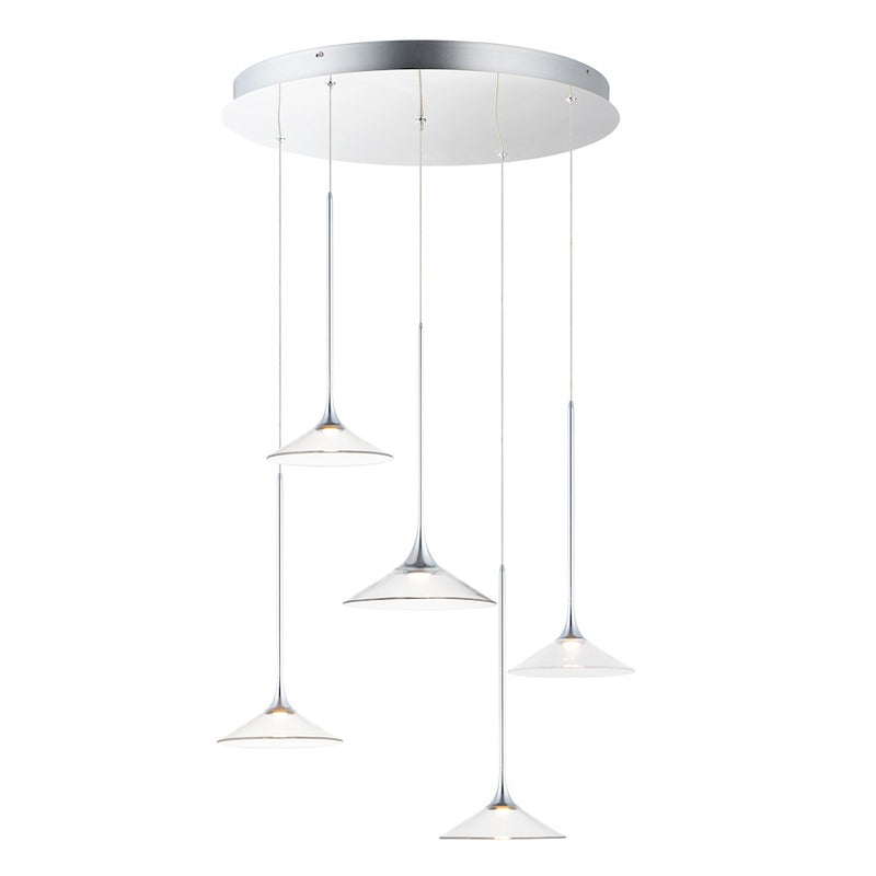 ET2 Lighting Cono 5 Light Pendant, Polished Chrome