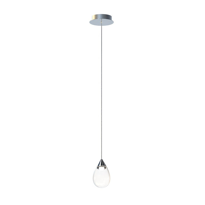ET2 Lighting Dewdrop 1 Light LED Mini Pendant, Chrome/Clear