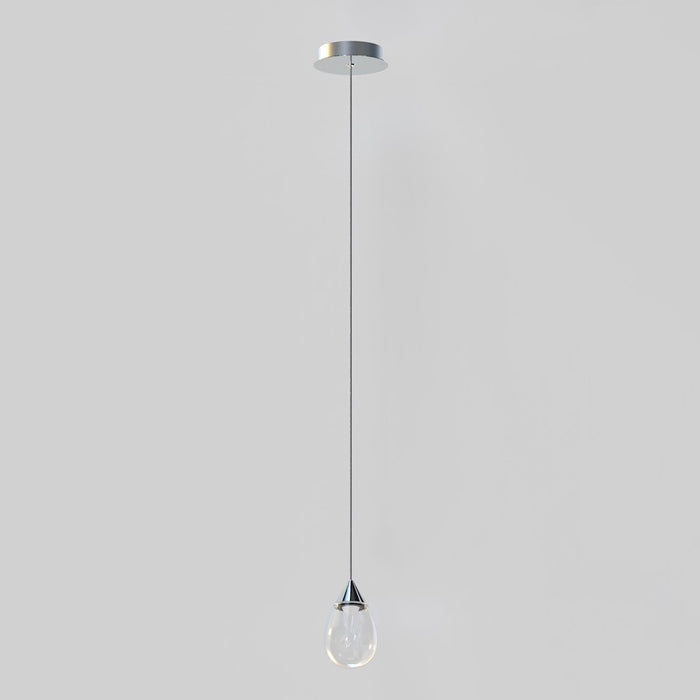 ET2 Lighting Dewdrop 1 Light LED Mini Pendant, Chrome/Clear