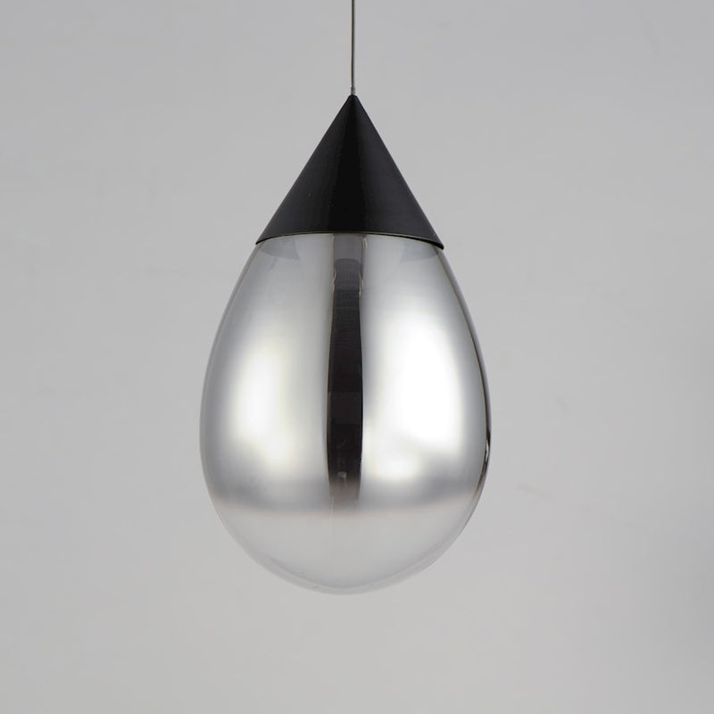 ET2 Lighting Dewdrop Large 1 Light LED Pendant, Black/Smoke