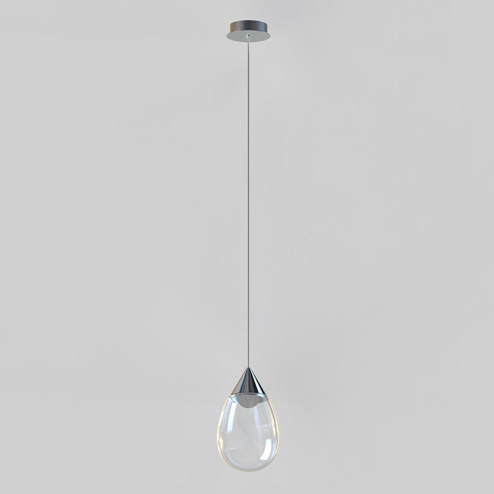 ET2 Lighting Dewdrop Large 1 Light LED Pendant, Chrome/Clear