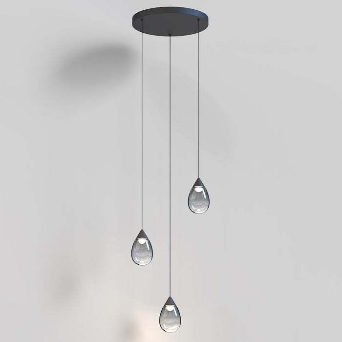 ET2 Lighting Dewdrop 3 Light LED Pendant, Black/Smoke