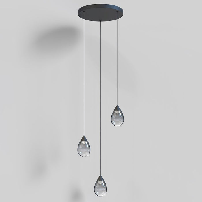 ET2 Lighting Dewdrop 3 Light LED Pendant, Black/Smoke