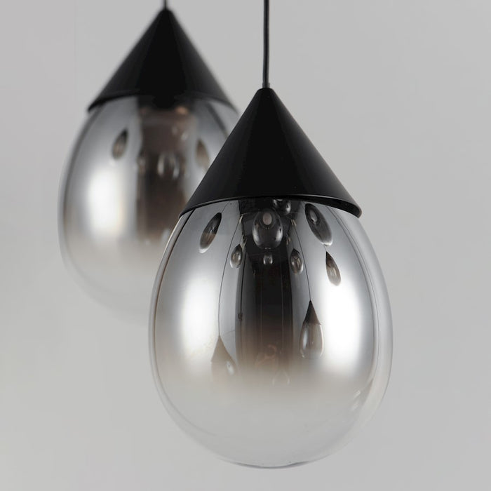 ET2 Lighting Dewdrop 3 Light LED Pendant, Black/Smoke