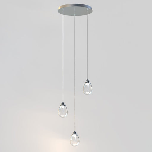 ET2 Lighting Dewdrop 3 Light LED Pendant, Chrome/Clear