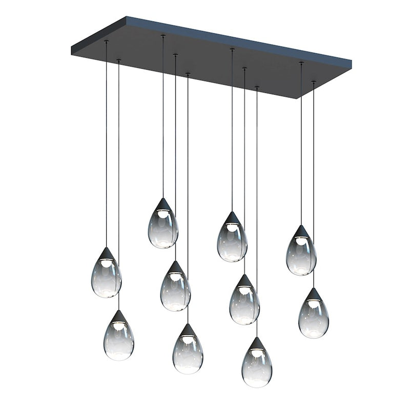 ET2 Lighting Dewdrop 10 Light LED Linear Pendant, Black/Smoke