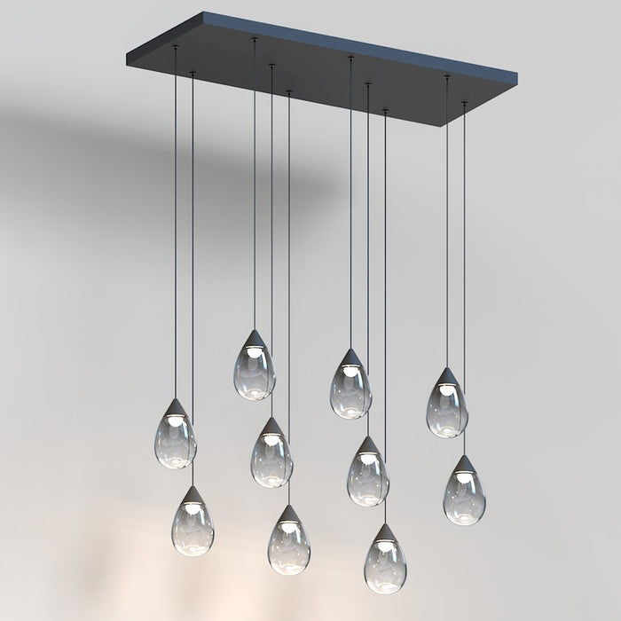 ET2 Lighting Dewdrop 10 Light LED Linear Pendant, Black/Smoke