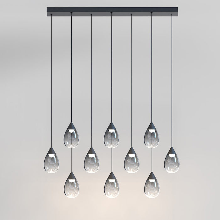 ET2 Lighting Dewdrop 10 Light LED Linear Pendant, Black/Smoke