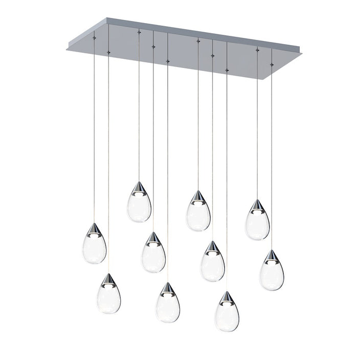 ET2 Lighting Dewdrop 10 Light LED Linear Pendant, Chrome/Clear - E21566-18PC