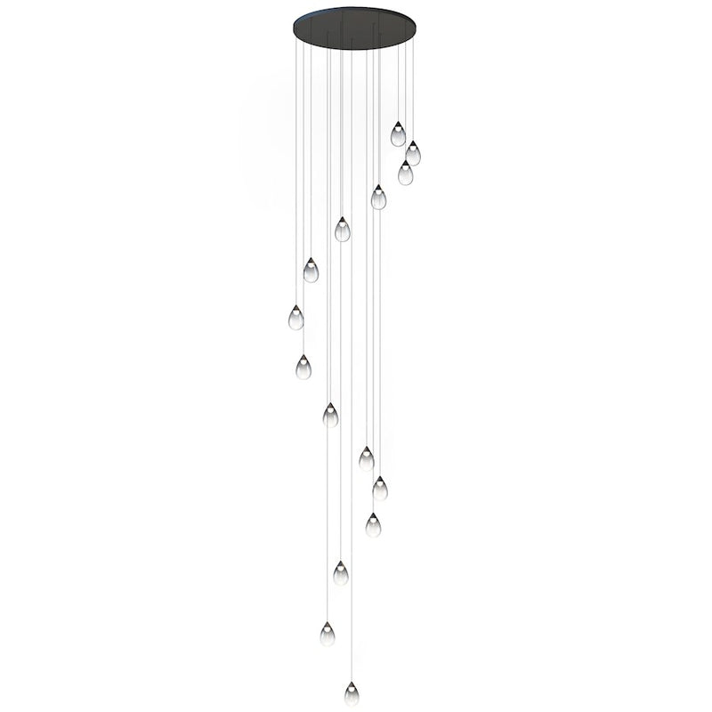 ET2 Lighting Dewdrop 15 Light LED Pendant, Black/Smoke