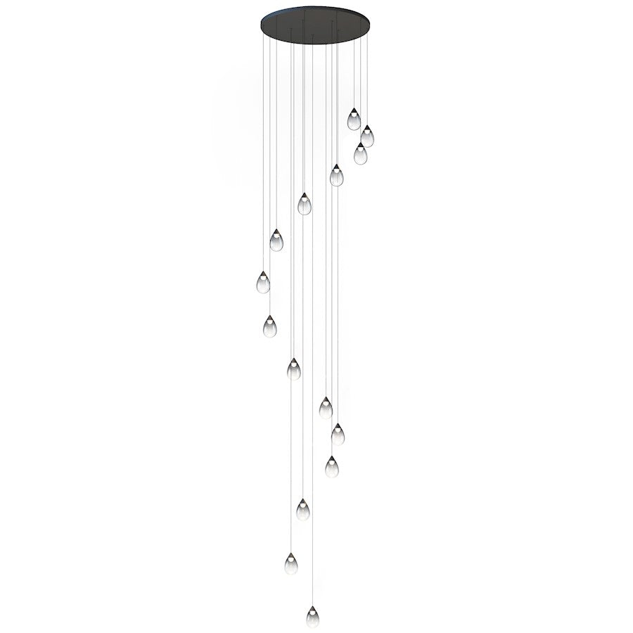 ET2 Lighting Dewdrop 15 Light LED Pendant, Black/Smoke - E21569-142BK