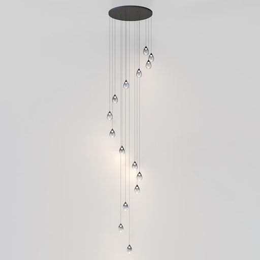 ET2 Lighting Dewdrop 15 Light LED Pendant, Black/Smoke