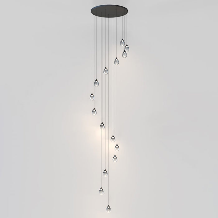 ET2 Lighting Dewdrop 15 Light LED Pendant, Black/Smoke