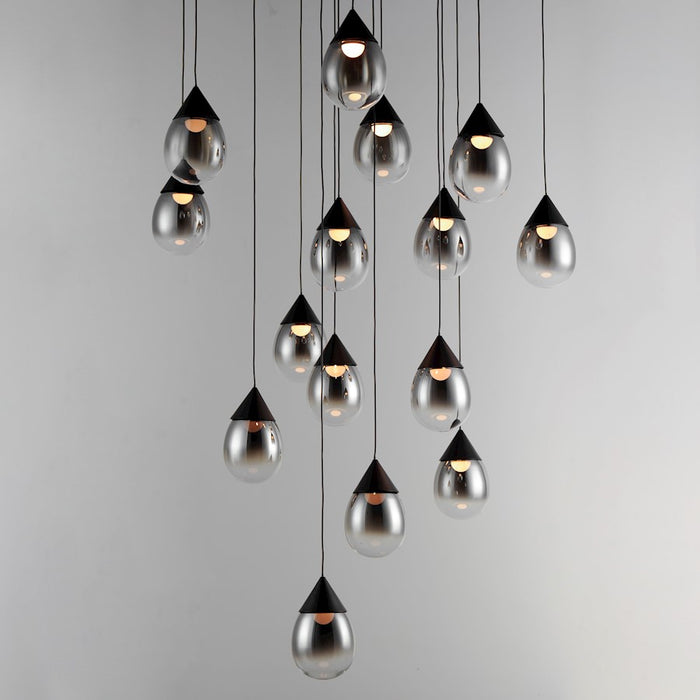 ET2 Lighting Dewdrop 15 Light LED Pendant, Black/Smoke