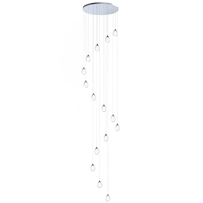 ET2 Lighting Dewdrop 15 Light LED Pendant, Chrome/Clear - E21569-18PC