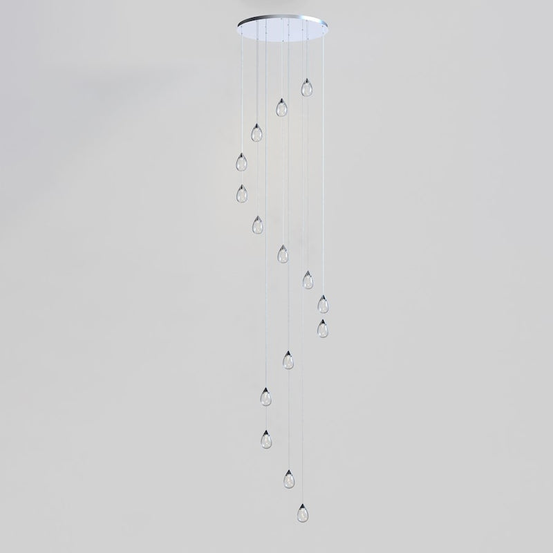 ET2 Lighting Dewdrop 15 Light LED Pendant, Chrome/Clear