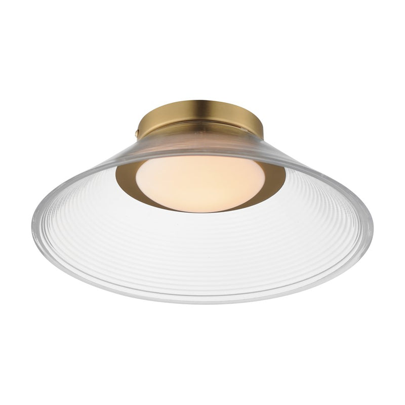 ET2 Lighting Jensen 1 Light 12" Wall Sconce, Brass/Clear Ribbed