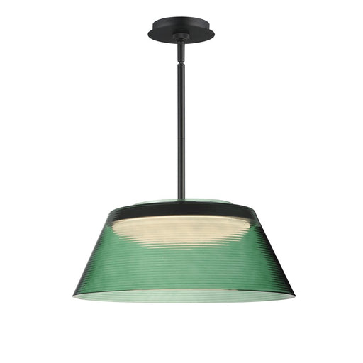 ET2 Lighting Jensen 1 Light 18" LED Pendant, Black/Green - E22088-04BK