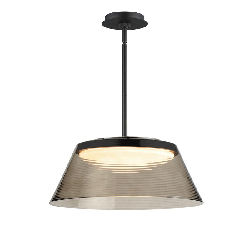 ET2 Lighting Jensen 1 Light 18" LED Pendant, Black/Smoke