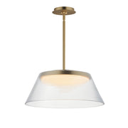 ET2 Lighting Jensen 1 Light 18" LED Pendant, Brass/Clear Ribbed - E22088-144SBR