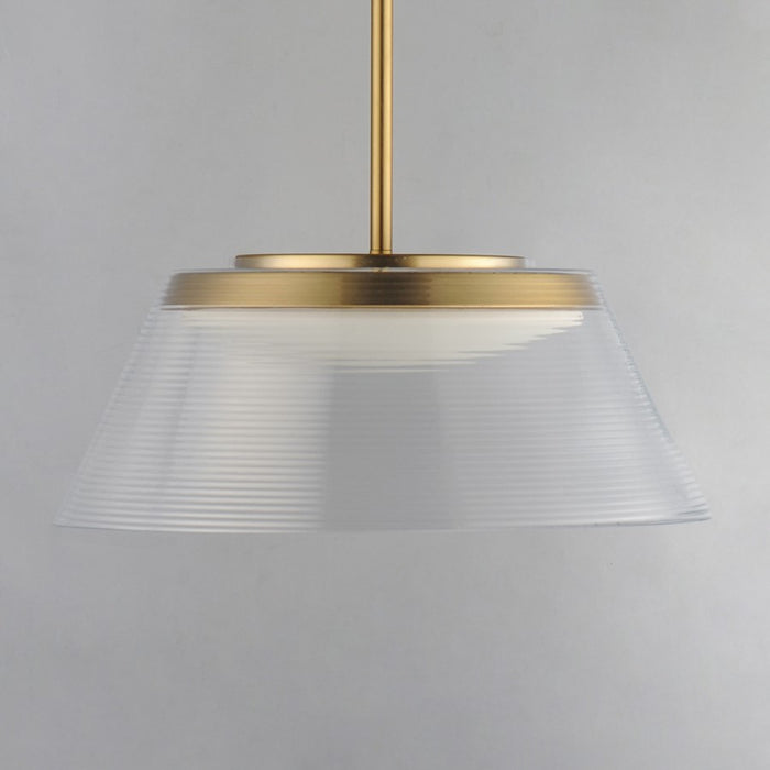 ET2 Lighting Jensen 1 Light 18" LED Pendant, Brass/Clear Ribbed