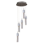 ET2 Fizz III 14in 5-Light Pendant | Mediterranean Polished Chrome and Etched Bubble Glass | Kitchen Island & Dining Room | Model E22765-89PC