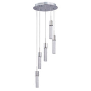 ET2 Fizz IV 14in 5-Light LED Pendant | Contemporary Polished Chrome and Clear Bubble Glass | Dining Room & Foyer | 14 x 14 x 14 in | Model E22775-91PC