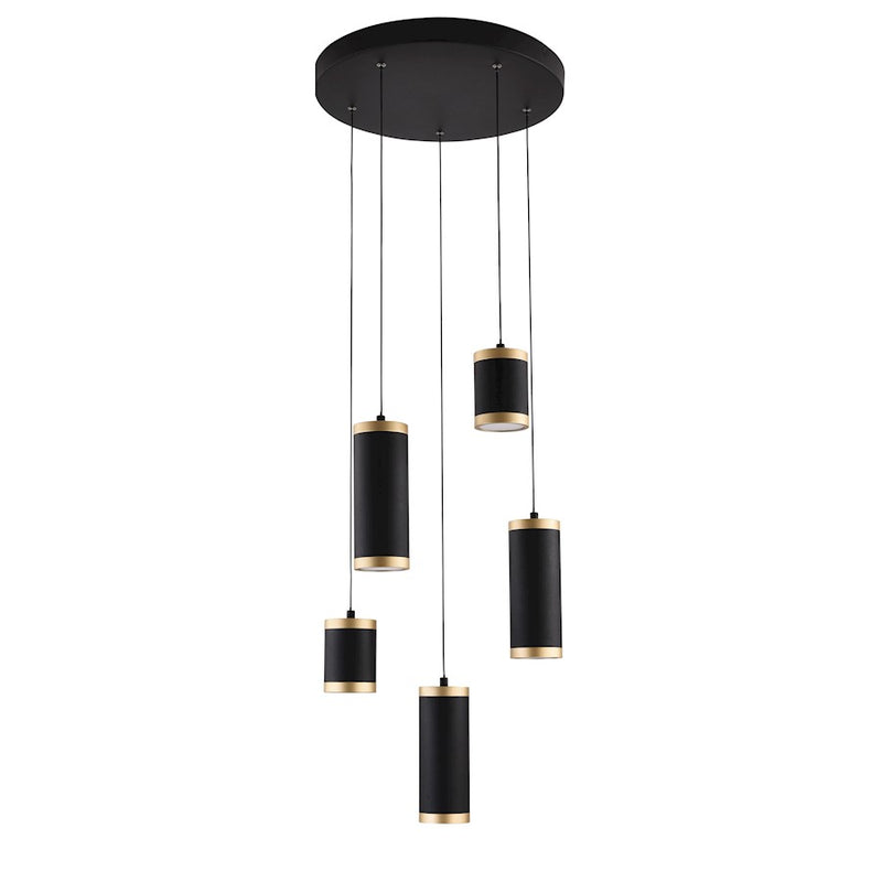ET2 Lighting Cuff 5 Light Pendant, Black/Gold