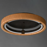 ET2 Kaia 20in 1-Light Semi-Flush Mount | Coastal Antique Bronze and Natural Rattan | Covered Patio & Lounge | 20 x 20 x 3.75 in | Model E22960-NAANB