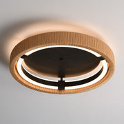 ET2 Kaia 20in 1-Light Semi-Flush Mount | Coastal Antique Bronze and Natural Rattan | Covered Patio & Lounge | 20 x 20 x 3.75 in | Model E22960-NAANB