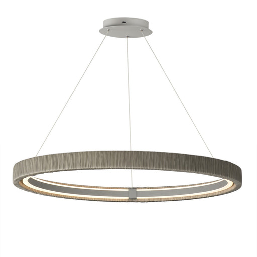 ET2 Kaia 36in 1-Light Ring Pendant | Modern Gray Rattan and Acrylic | Covered Patio & Outdoor Lounge | 36 x 36 x 2.5 in | Model E22963-GY