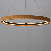 ET2 Kaia 36in 1-Light Ring Pendant | Coastal Antique Bronze and Natural Rattan | Covered Patio & Lounge | 36 x 36 x 2.5 in | Model E22963-NAANB