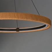 ET2 Kaia 36in 1-Light Ring Pendant | Coastal Antique Bronze and Natural Rattan | Covered Patio & Lounge | 36 x 36 x 2.5 in | Model E22963-NAANB